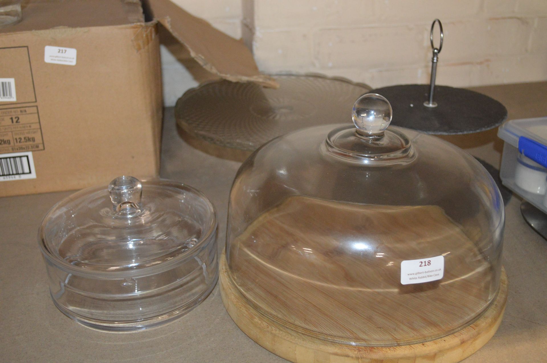 *Two Cake Stands, One Cake Board with Glass Dome, and a Cheese Bell