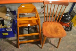 *Wooden Child's Highchair, and a Spindleback Chair