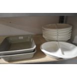*Seven Porcelain Serving Dishes and Two 10" Grey S