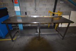 *Stainless Steel Preparation table with Undershelf and Upstand to Rear 260x80cm