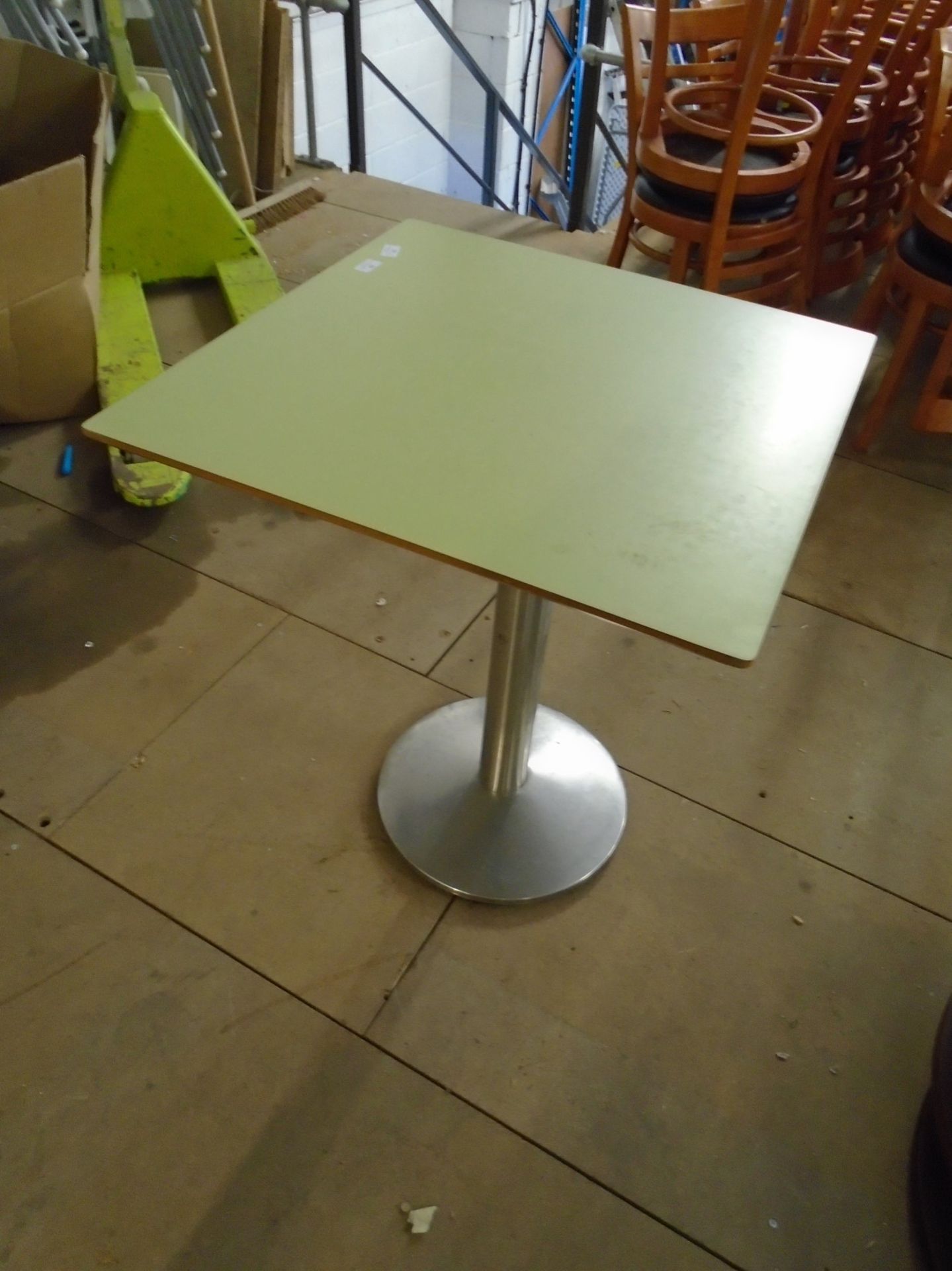 * 4 x S/S pedestal base table with 650 x 650 square tops - lime