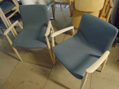 * 5 x ash effect chairs with arms - grey pads