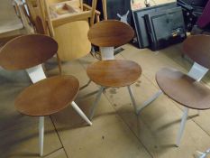 * 3 x solid chairs with metal frame - curved wooden seat and back