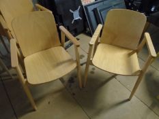 * 6 x beech effect chairs with arms