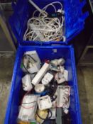 * 2 boxes of electrical parts; plugs, timer switches, celling roses, etc