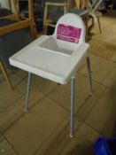 * 3 x white plastic high chairs with trays