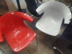 * 4 x modern chairs - 2 x white, 2 x red