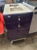 * set of purple beauticians draws - need counter top. With 2 drawers and cupboard with space for