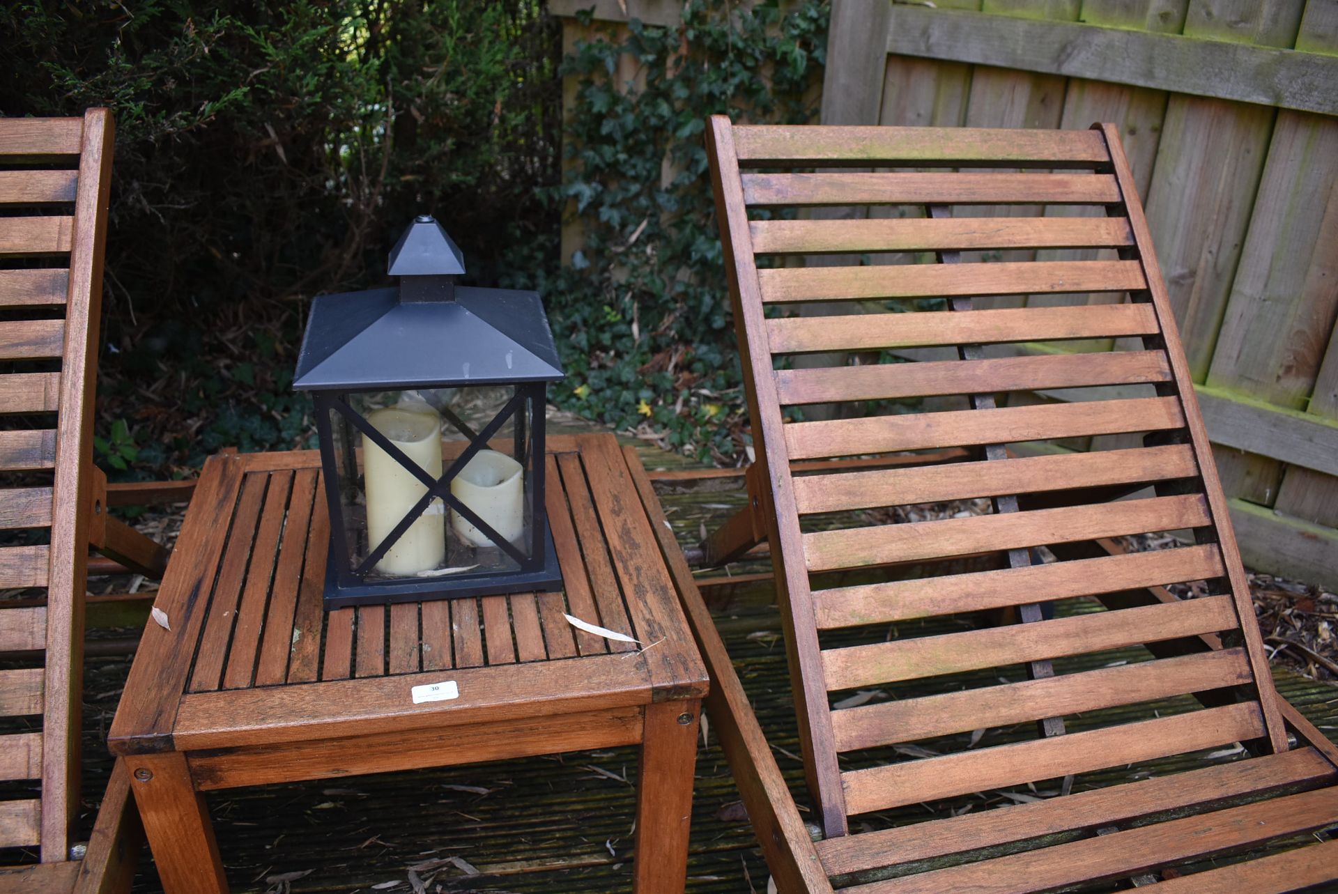 *Pair of Hardwood Sun Loungers and Matching Occasional Table - Image 2 of 2