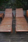 *Pair of Hardwood Sun Loungers