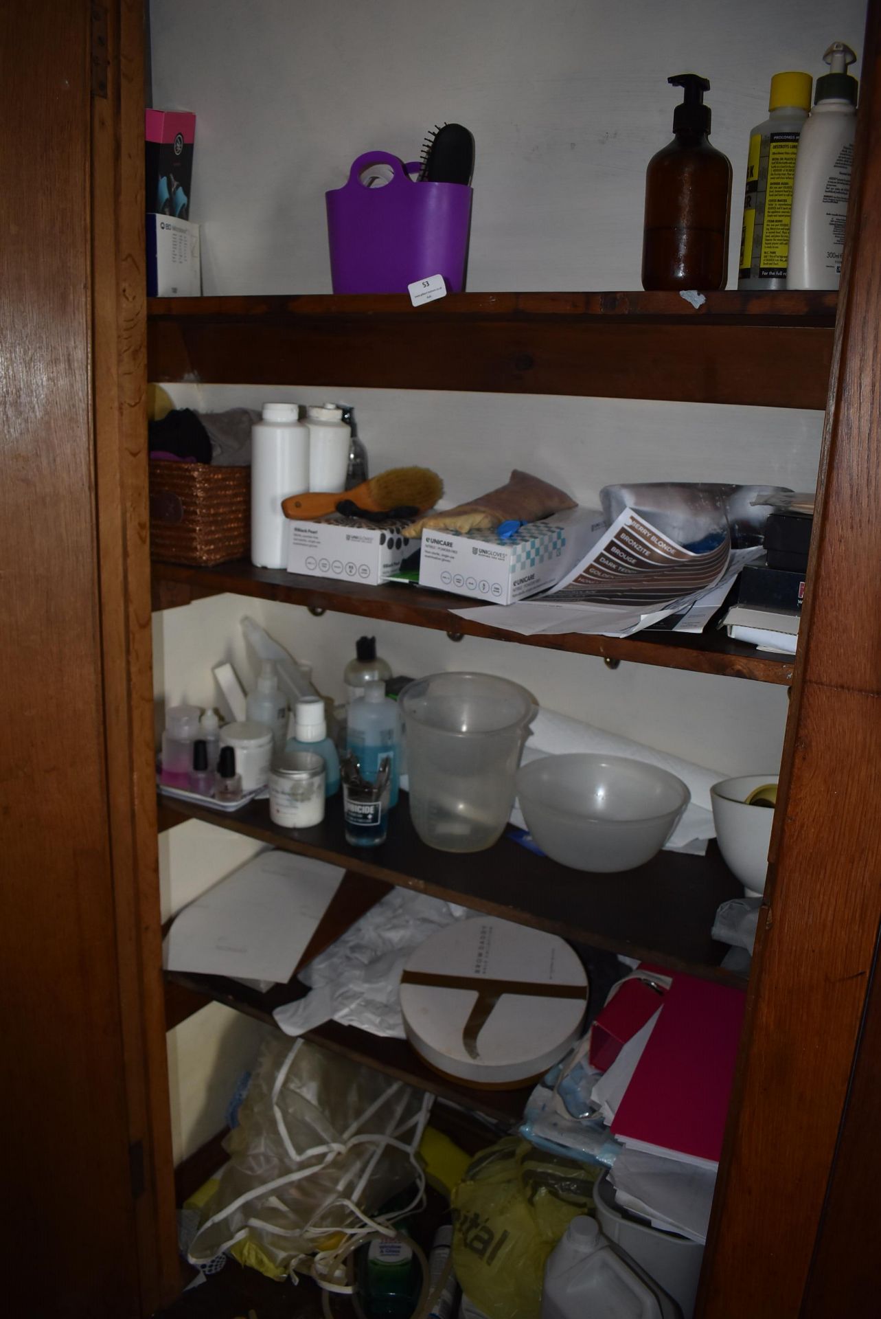 *Contents of Cupboard o Include Various Disposable Item, PPE, Sterilising Solution, etc.