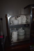 *Rijo 42 WHK Coffee Cup Warmer with Assorted White Cups and Saucers