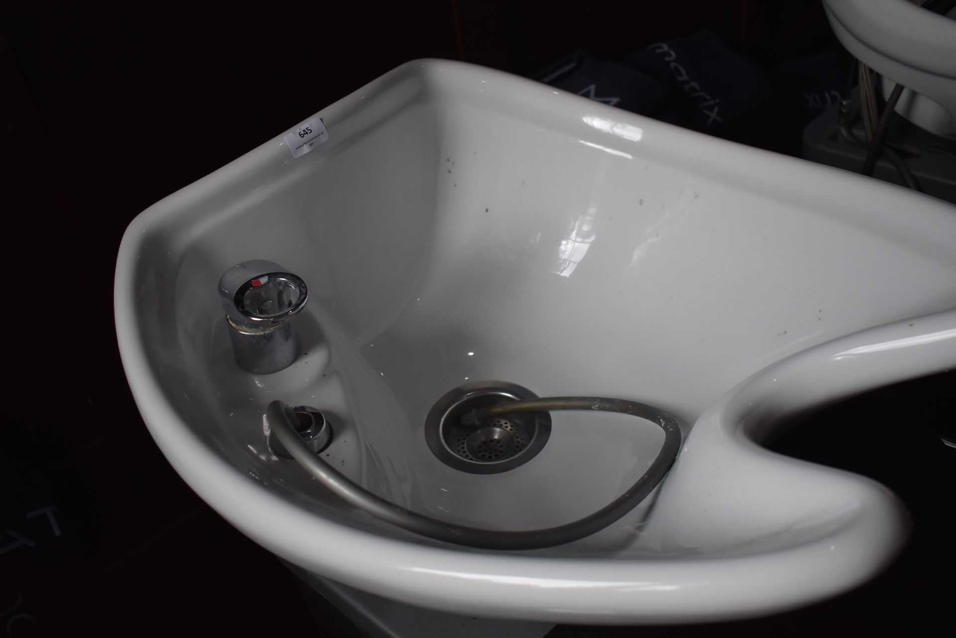 *Back Wash Basin with Black Faux Leather and Chrome Chair, Monobloc Mixer Tap, (requires shower - Image 2 of 2
