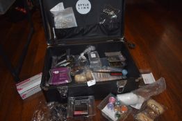 *Matrix Style Link Flight Case Containing Assorted Hair Grips, Disposables, etc.