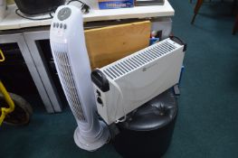Two Electric Heaters and a Folding Table