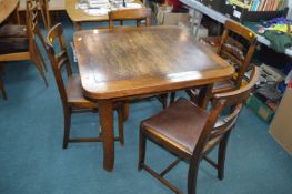 1930's Oak Extending Dining Table and Four Chairs