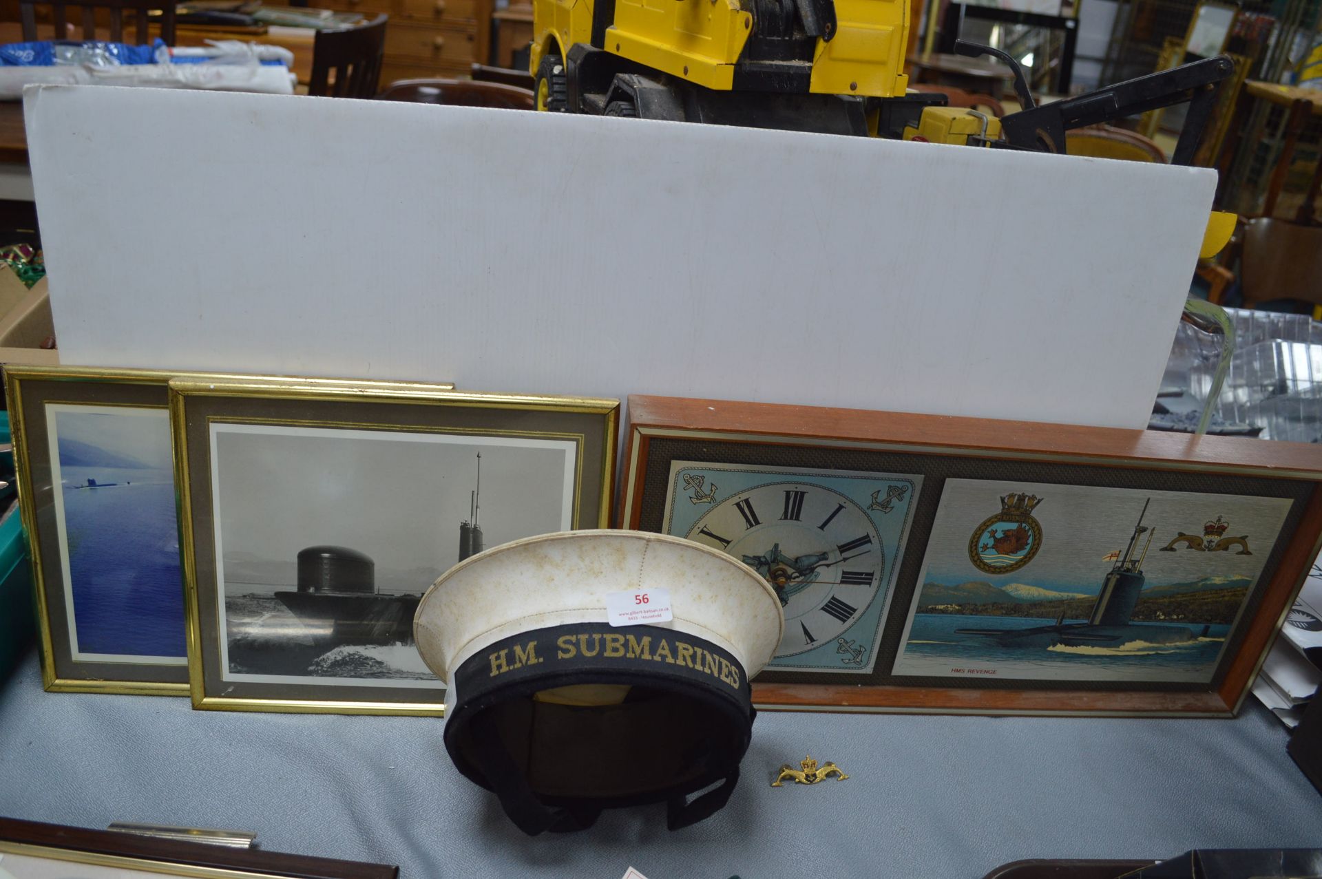 Submarine Cap, Photographs, and Clock