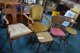 Three Chairs, Tea Trolley, Stool, and a Wine Table