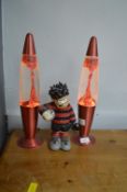 Two Lava Lamps and a Dennis the Menace Figure