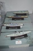 Four Atlas Editions Model Battleships