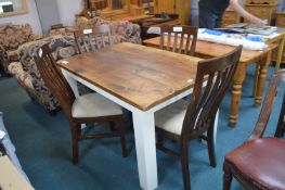 Solid Pine Dining Table with Painted Legs and Four