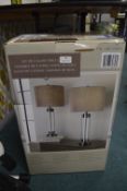 *2pc Glass & Steel Table Lamp Set
