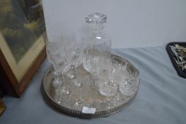 Cut Glass Decanter, Three Tumbler, and Six Sherry