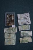 Assorted Coins and Currency, UK Banknotes, etc.