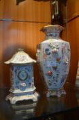 Porcelain Chinese Clock of One Hundred Flowers wit