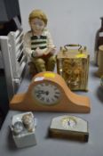 Mantel Clocks, Lladro Nao Kittens, and a Figure of