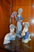Three Lladro and Nao Figurine