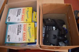 *Two Boxes of Drive Belts, Vacuum Attachments, Dust Bags, etc.