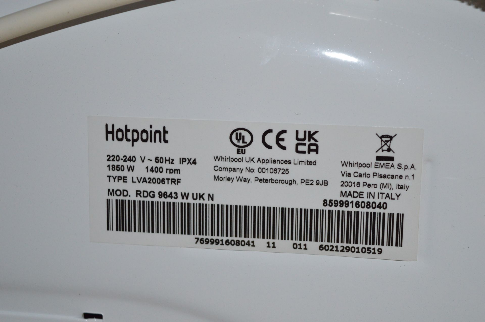 *Hotpoint RDG9643W Washer Dryer - Image 3 of 3