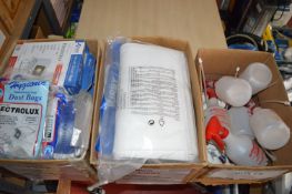 *Three Boxes of Filter Mesh, Vacuum Bags, Dust Bags, Bottles, etc.