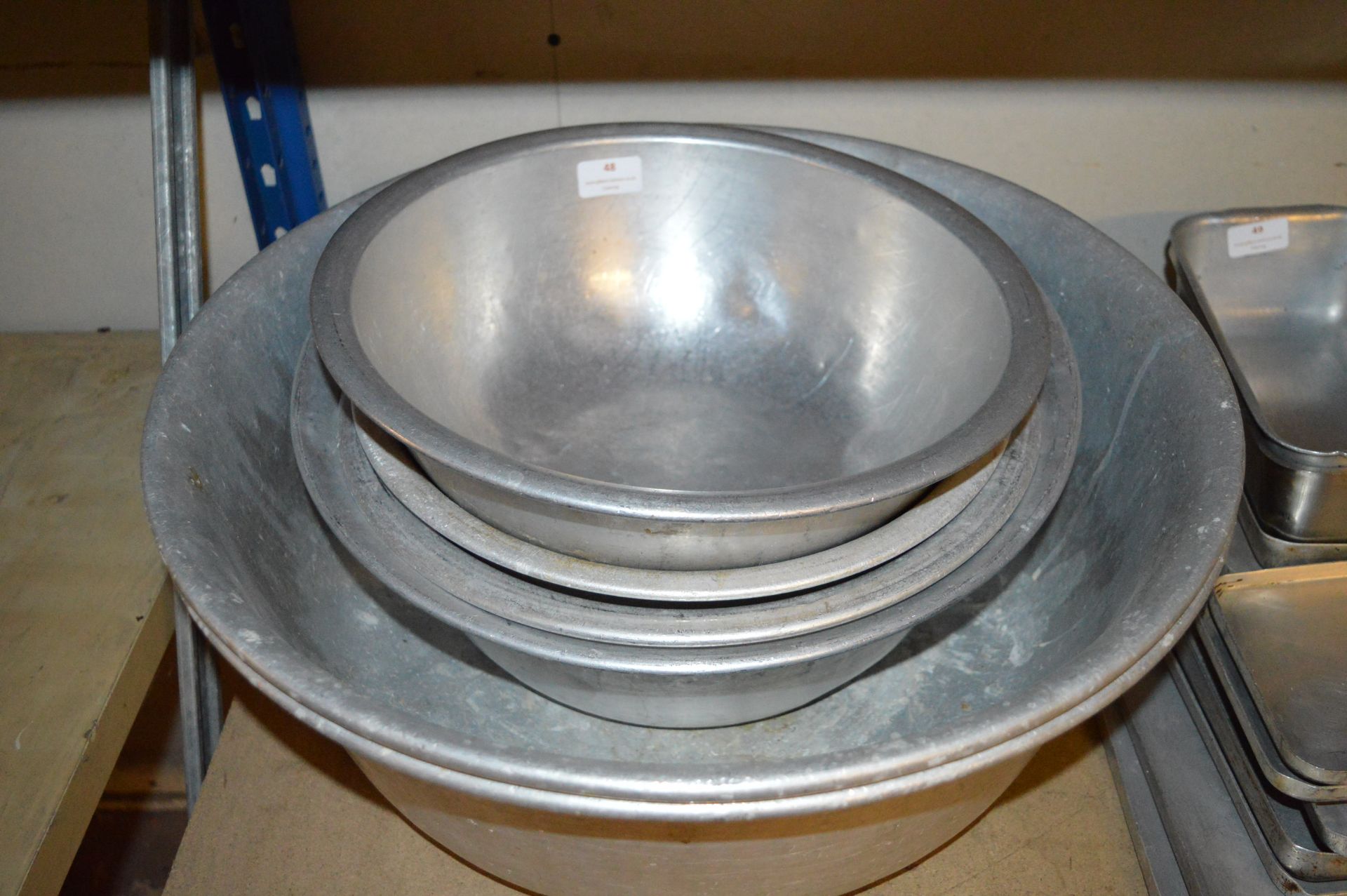 * Seven Assorted Aluminium Mixing Bowls
