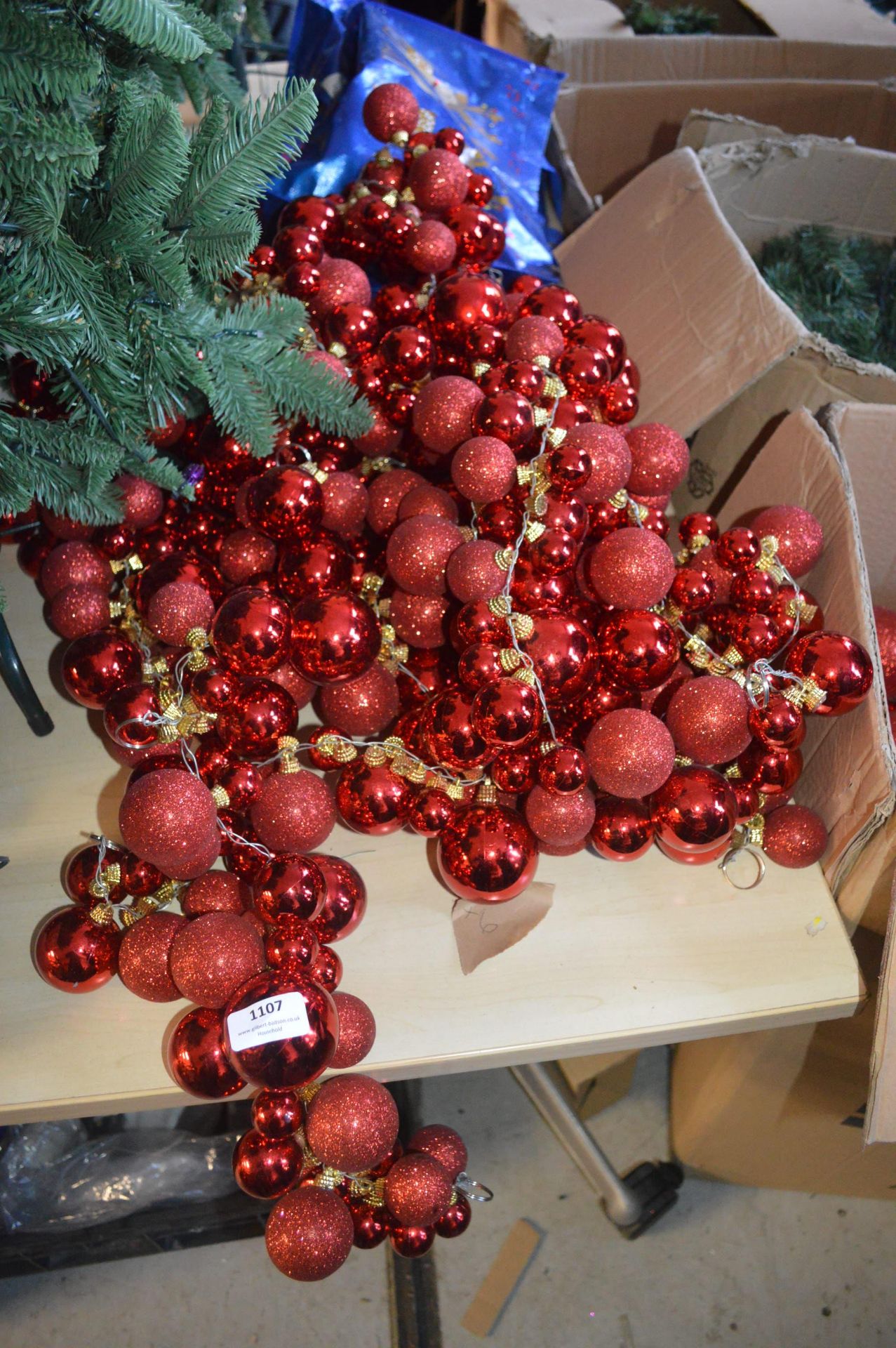 *Six Small Red Christmas Bauble Garlands