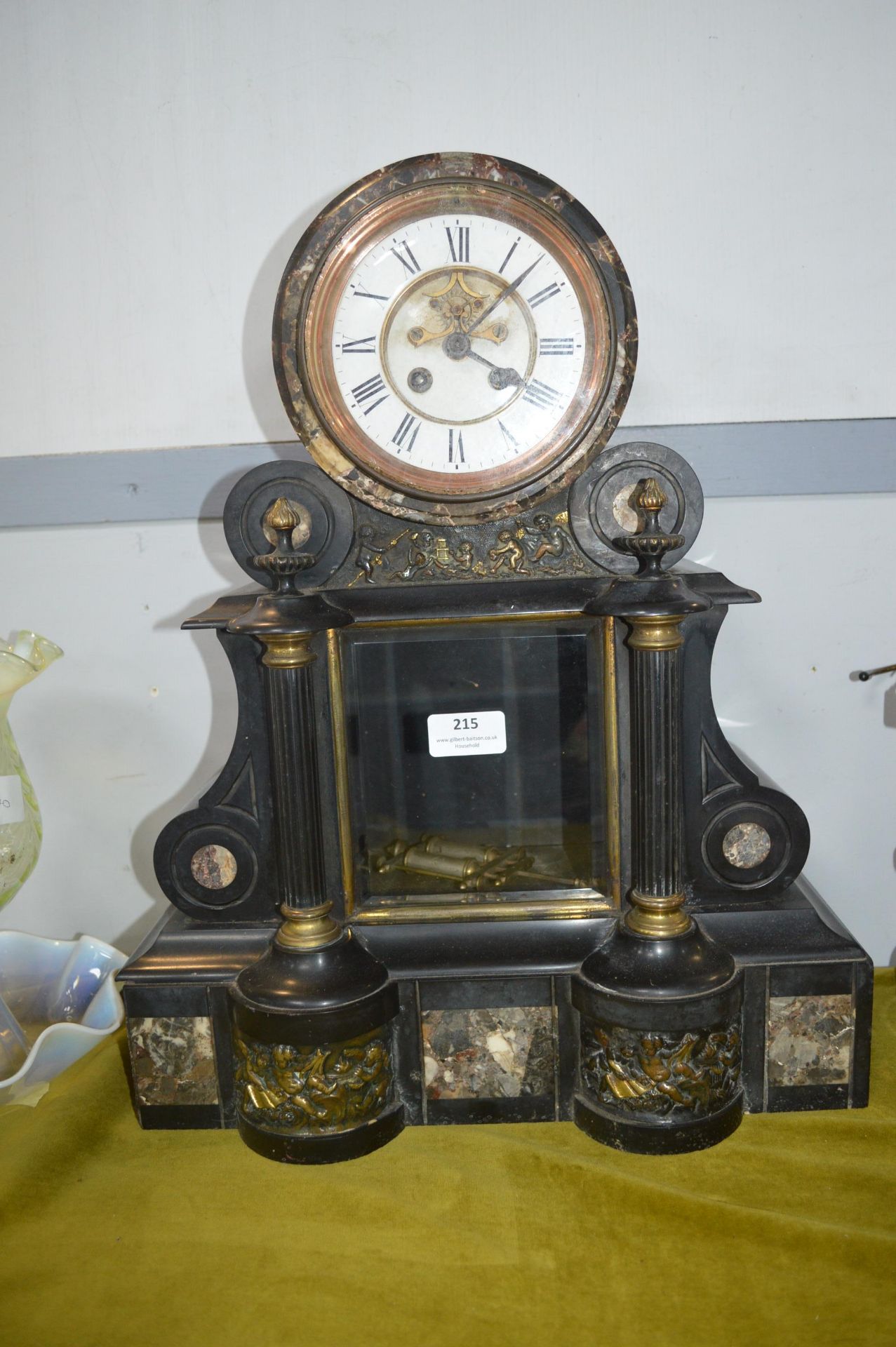Victorian Slate and Marble Mantel Clock (working condition)