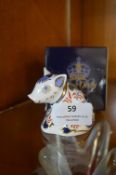 Royal Crown Derby Sitting Piglet Paperweight