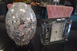 Mirrored Mantel Clock and an Egg Lamp (AF)