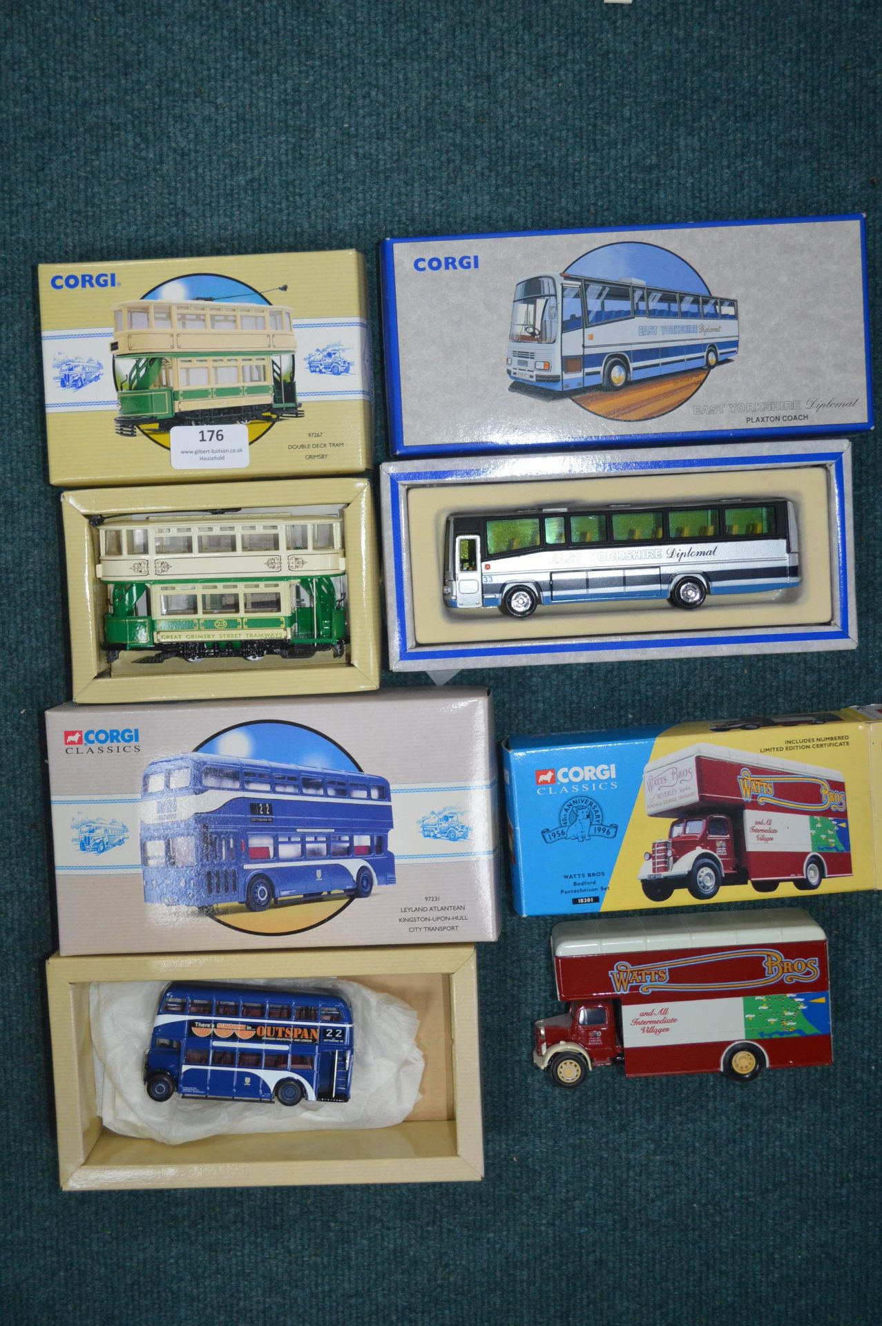 Four Boxed Corgi Buses and Coaches