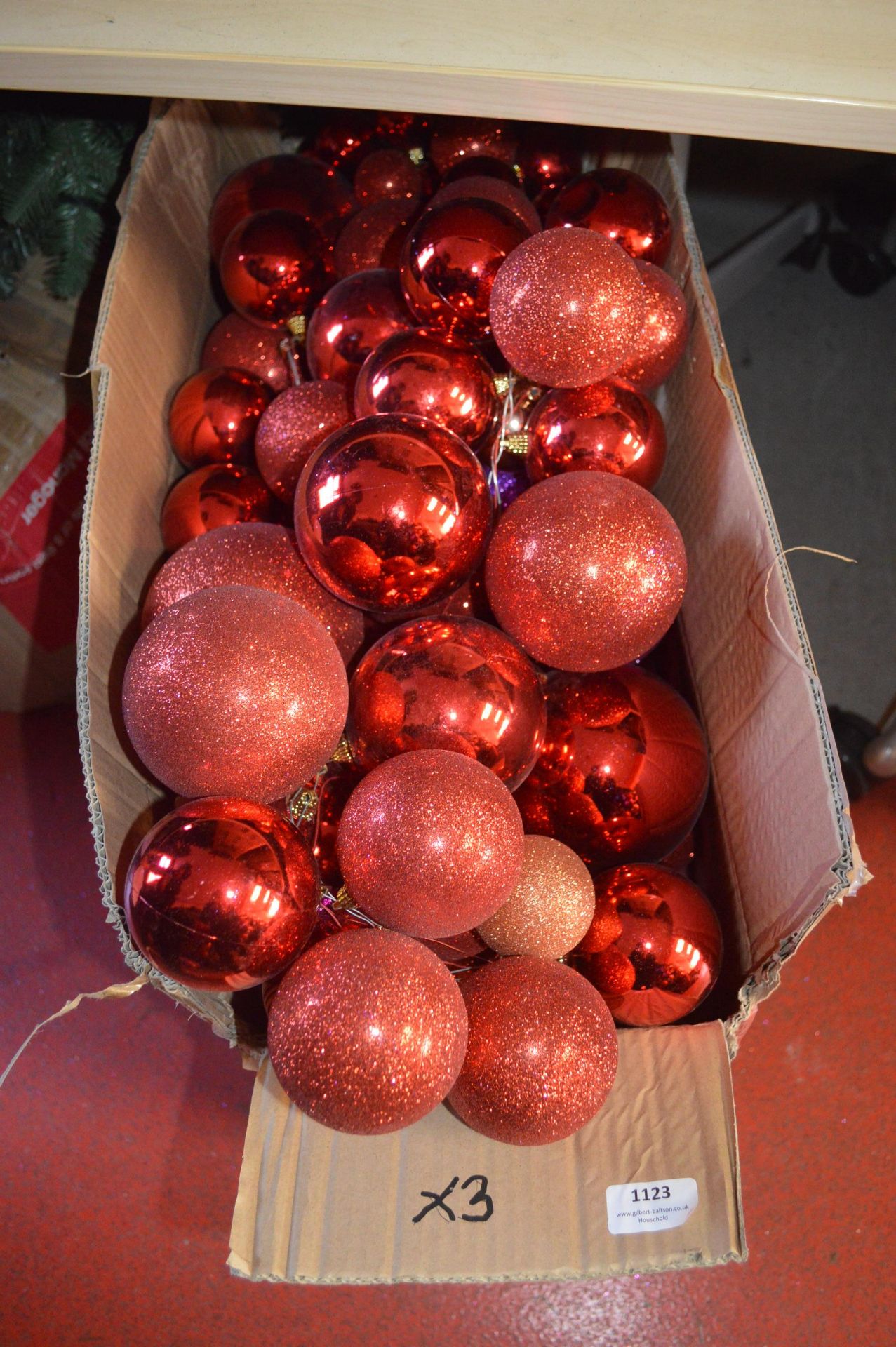 *Three Red Christmas Bauble Garlands
