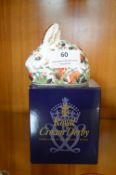 Royal Crown Derby Meadow Rabbit Paperweight with G