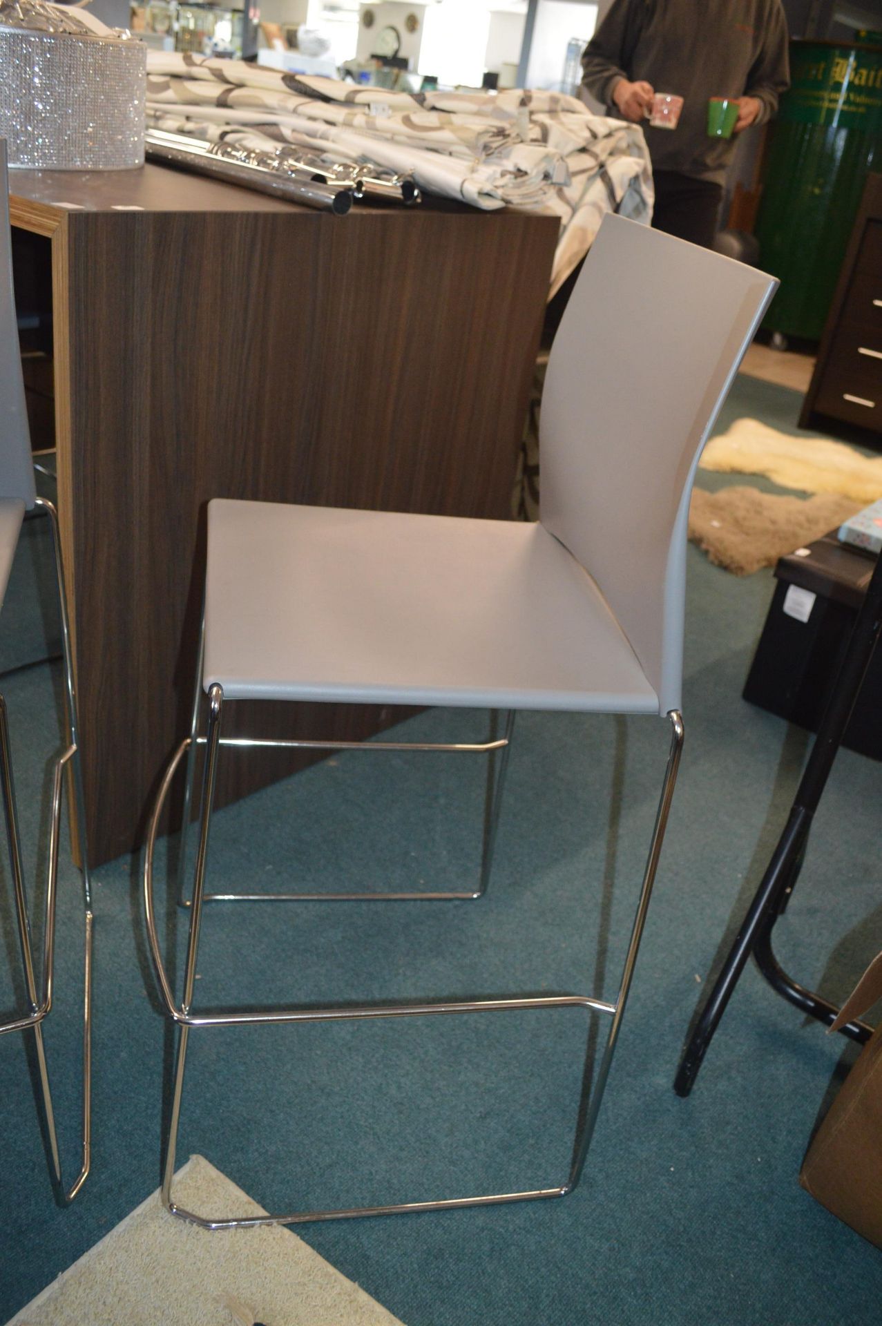 *Pair of Grey Chrome Framed Breakfast/Bar Stools - Image 2 of 2