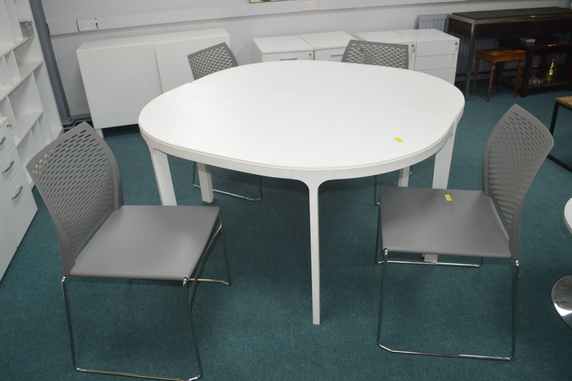 *White Circular Table and Four Grey Chairs - Image 2 of 2