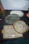 two Dressing Table Trays and Two Victorian Mirrors