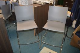 *Pair of Grey Chrome Framed Breakfast/Bar Stools