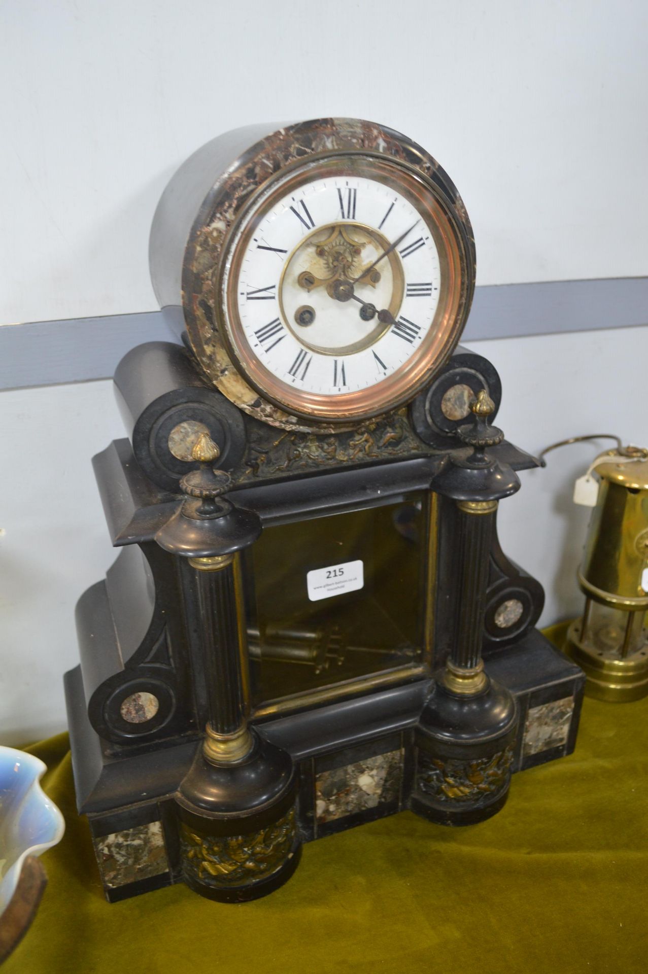 Victorian Slate and Marble Mantel Clock (working condition) - Image 2 of 2
