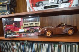 Model Jaguar and a Vintage Wooden Truck