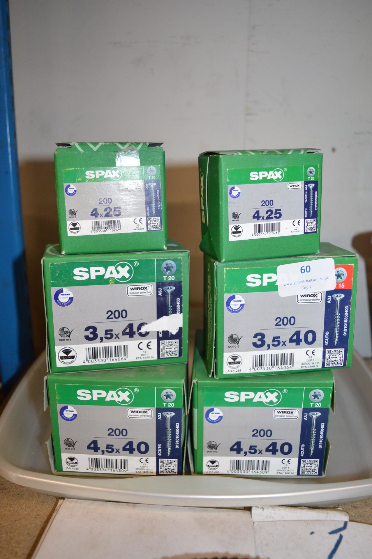 *Six Assorted Boxes of Spax Screws