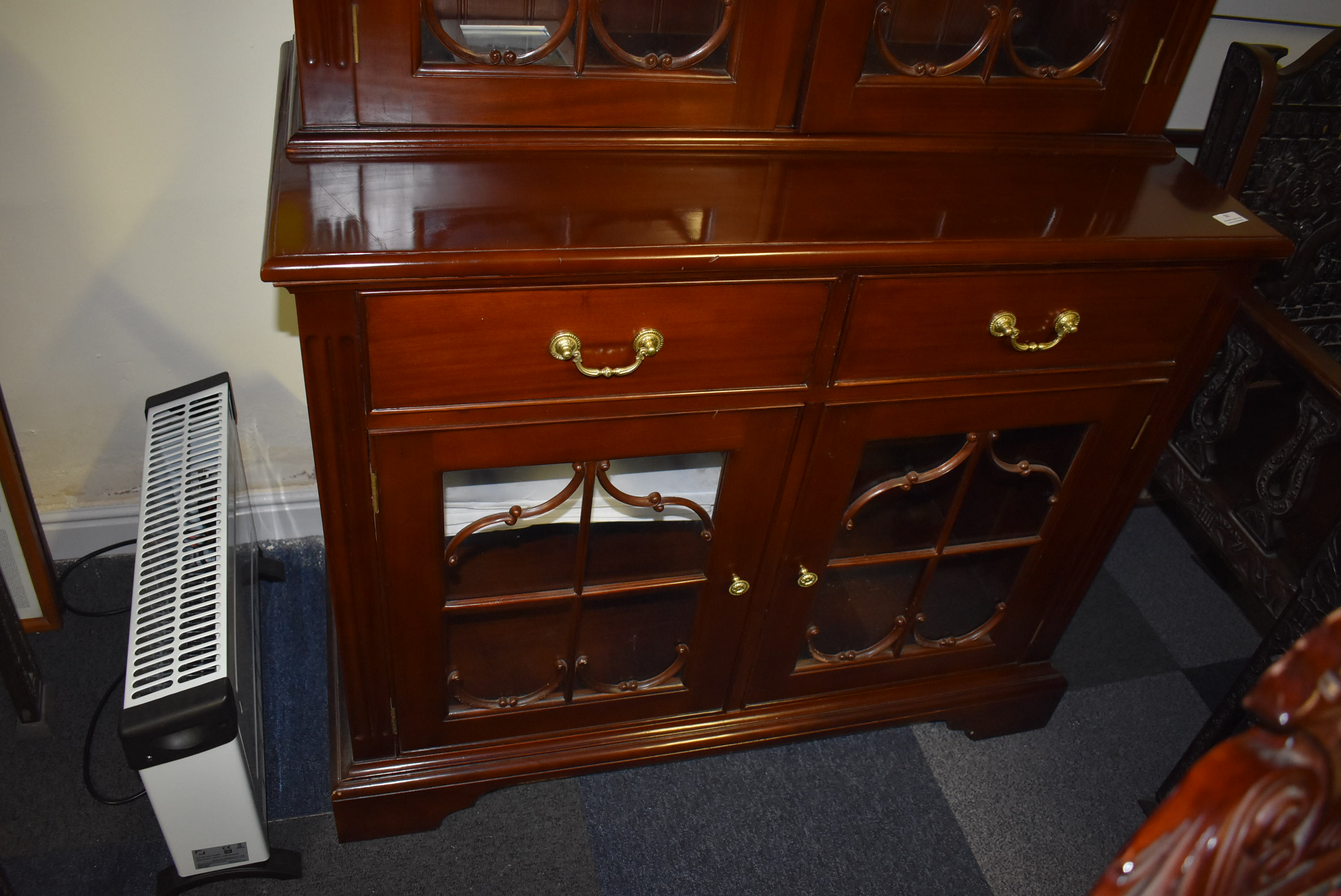 Mahogany Wall Unit with Glazed Doors - Image 2 of 2